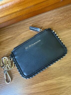 BCBGeneration Black Card Holder with Gold Hardware and Key Clip 5”x3.25”